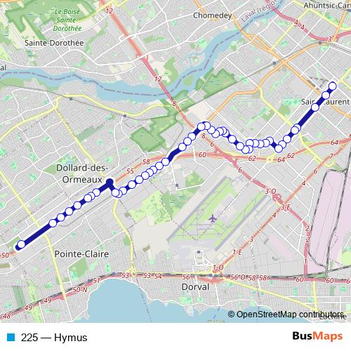 225 bus Line Map