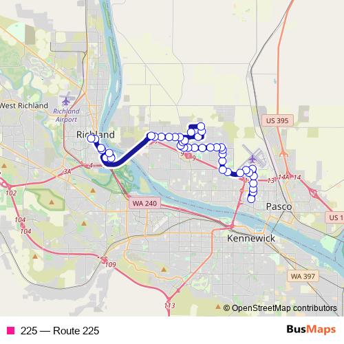 225 bus Line Map