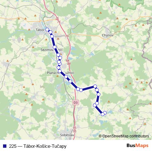 225 bus Line Map