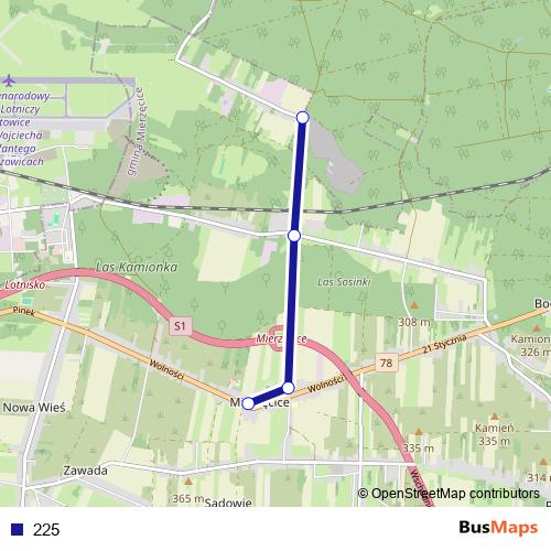 225 bus Line Map