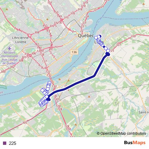 225 bus Line Map