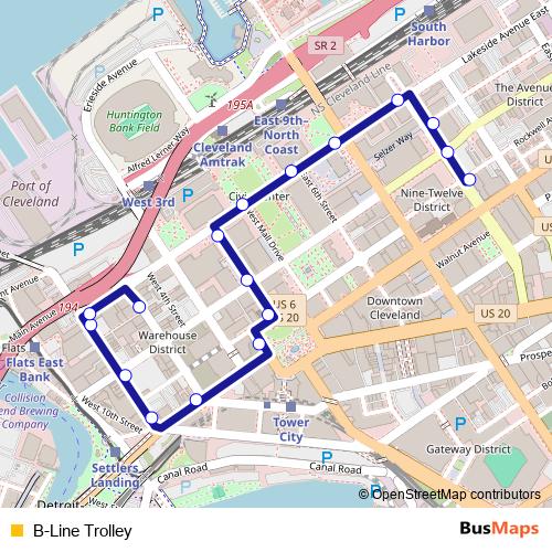 B-Line Trolley bus Line Map