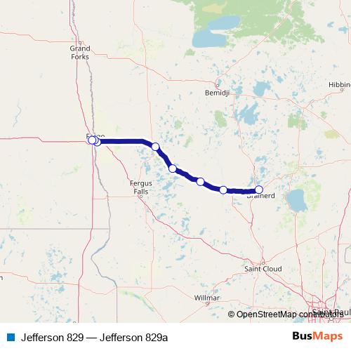 Jefferson 829 bus Line Map