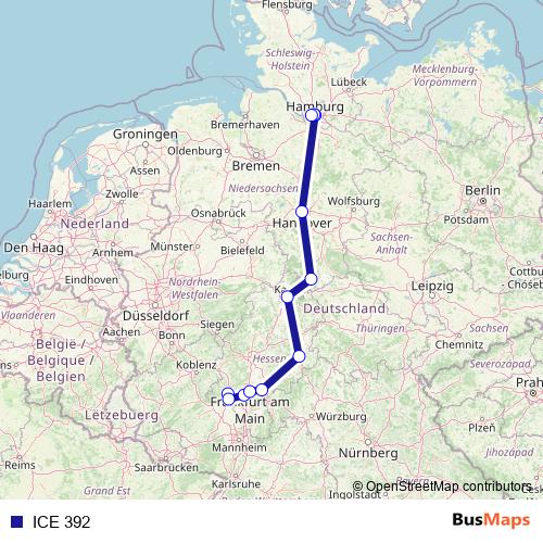 ICE 392 rail Line Map