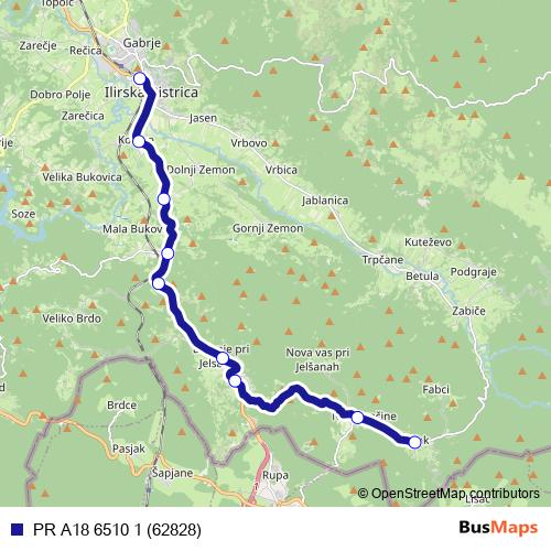 PR A18 6510 1 (62828) bus Line Map
