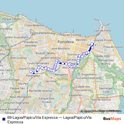 69-Lagoa/Papicu/Via Expressa bus Line Map