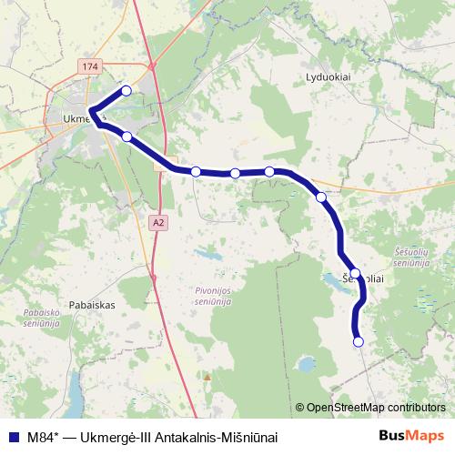 M84* bus Line Map