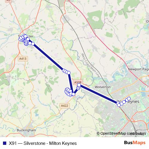 X91 bus Line Map