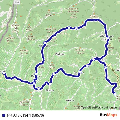 PR A18 6134 1 (58576) bus Line Map