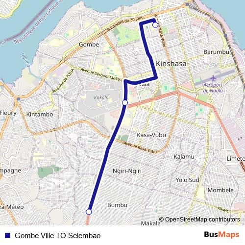 Gombe Ville TO Selembao bus Line Map
