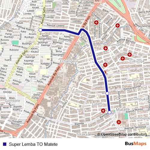 Super Lemba TO Matete bus Line Map