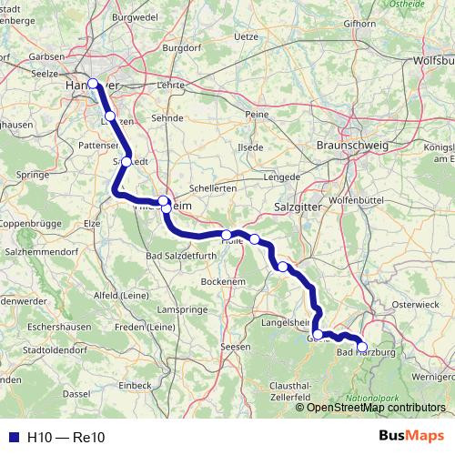 H10 rail Line Map