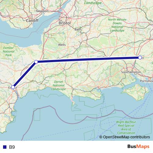 B9 bus Line Map