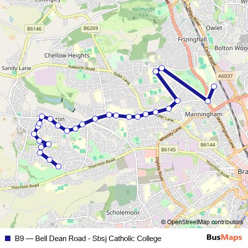 B9 bus Line Map