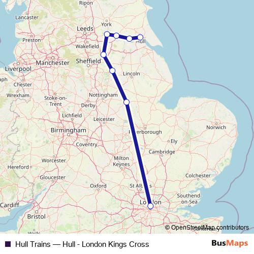 Hull Trains rail Line Map