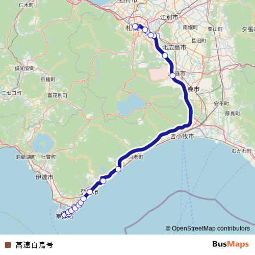 高速白鳥号 bus Line Map