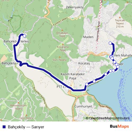 Bahçeköy bus Line Map