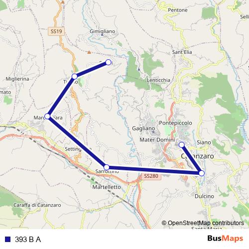 393 B A bus Line Map