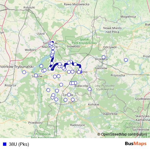 38U (Pks) bus Line Map