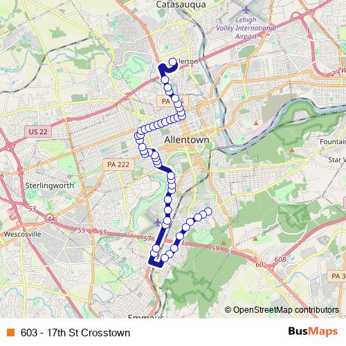 603 - 17th St Crosstown bus Line Map