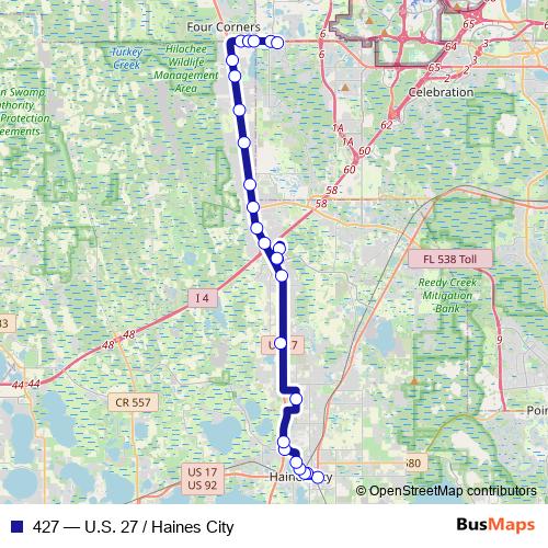 427 bus Line Map