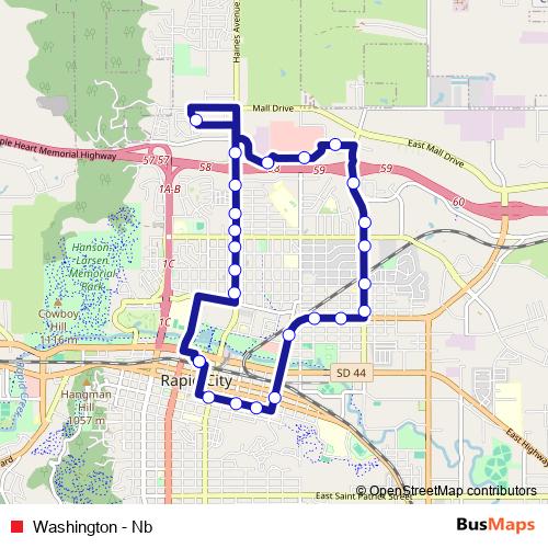 Washington - Nb bus Line Map