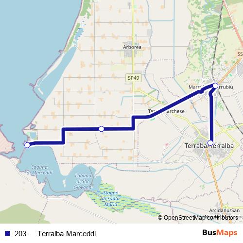 203 bus Line Map
