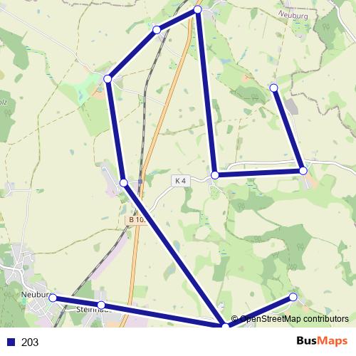 203 bus Line Map