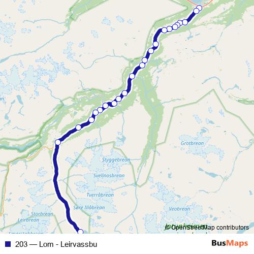 203 bus Line Map