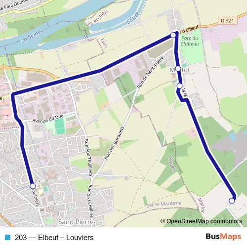 203 bus Line Map
