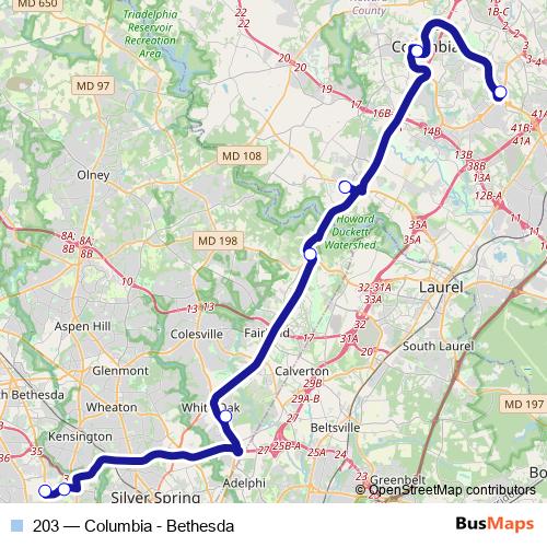 203 bus Line Map