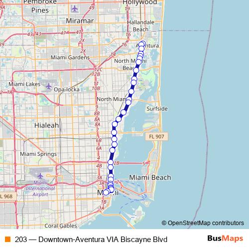 203 bus Line Map
