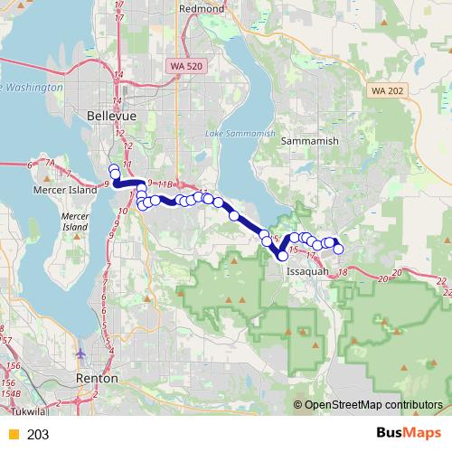 203 bus Line Map