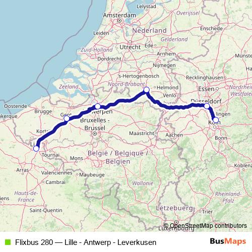 Flixbus 280 bus Line Map
