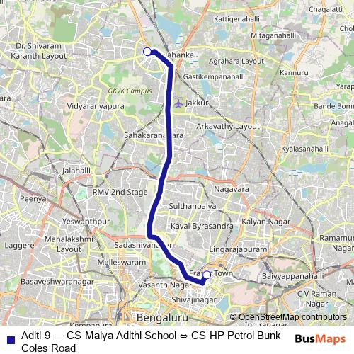 Aditi-9 bus Line Map