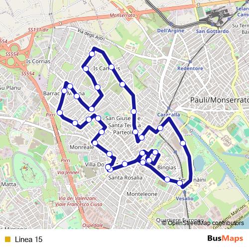 Linea 15 bus Line Map