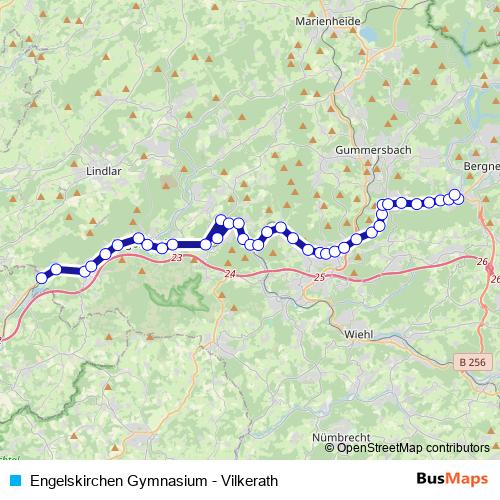 Engelskirchen Gymnasium - Vilkerath tram Line Map