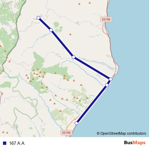 167 A A bus Line Map