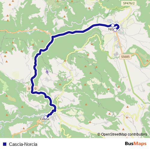 Cascia-Norcia bus Line Map