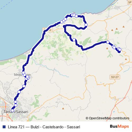 Linea 721 bus Line Map