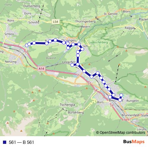 561 bus Line Map