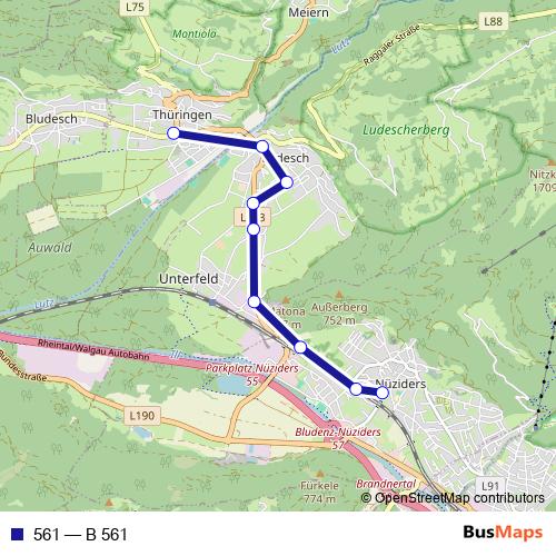 561 bus Line Map