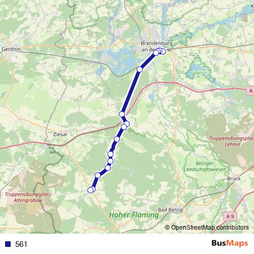 561 bus Line Map