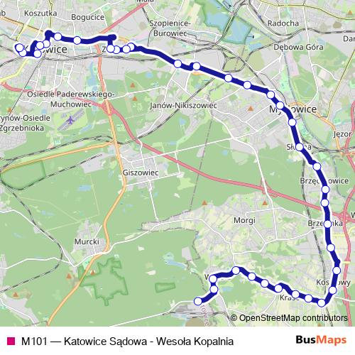 M101 bus Line Map