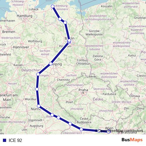 ICE 92 rail Line Map
