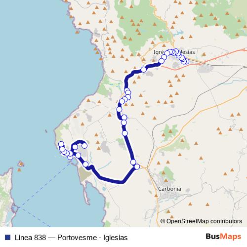 Linea 838 bus Line Map