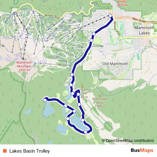 Lakes Basin Trolley bus Line Map