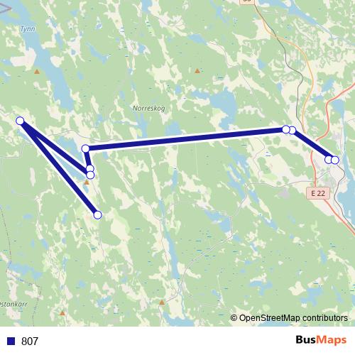 807 bus Line Map
