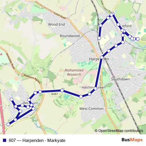 807 bus Line Map