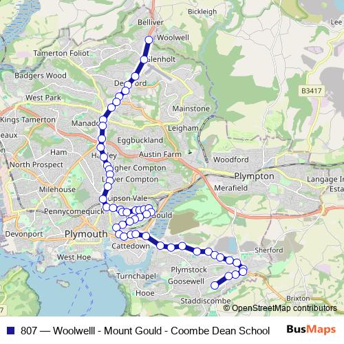 807 bus Line Map